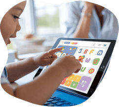 Child learning on tablet