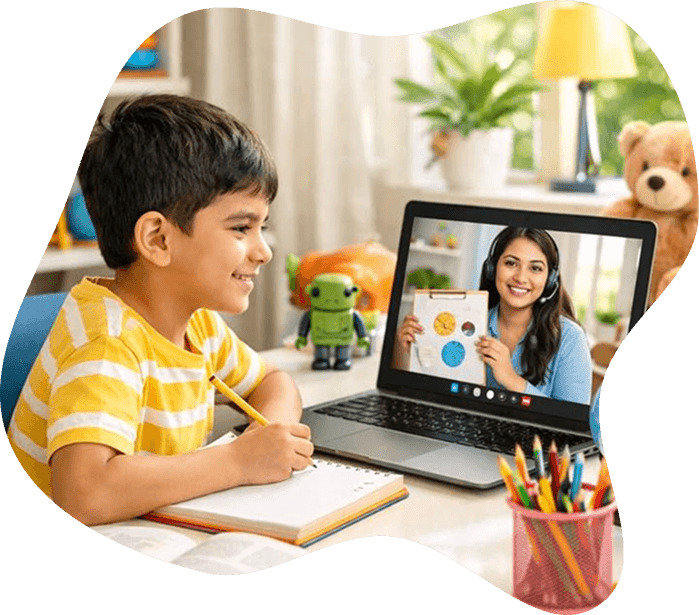 Boy studying with laptop
